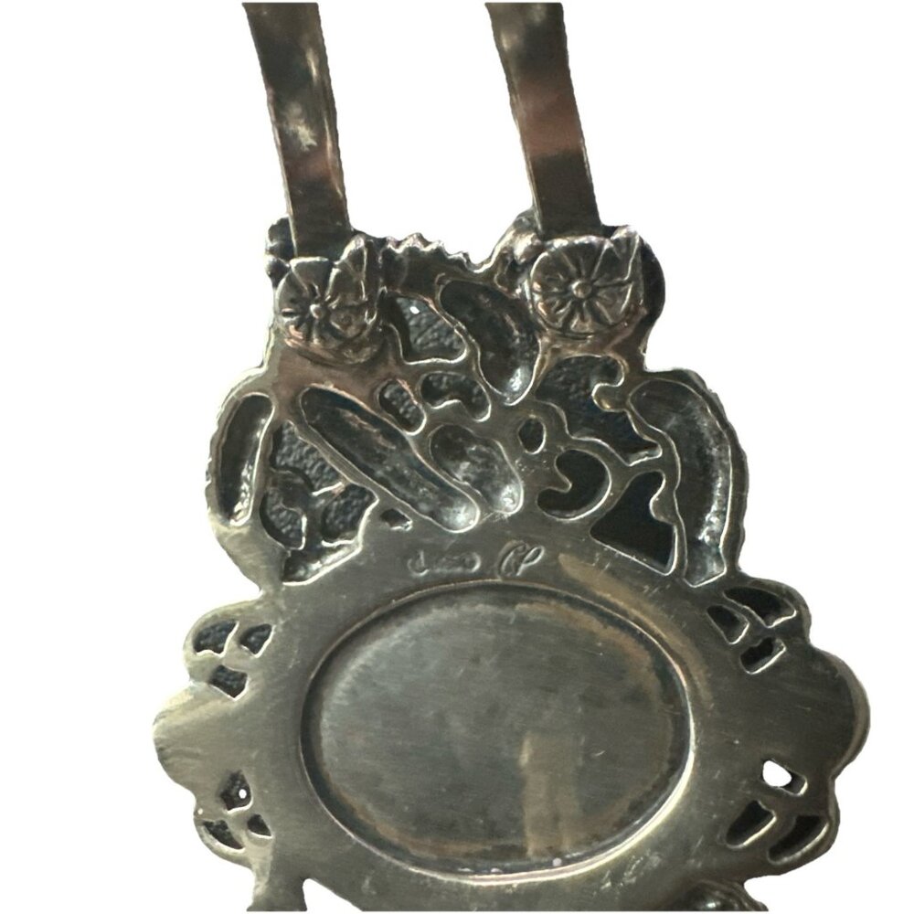 Carolyn Pollack Sterling Silver Natural Rhodochrosite Floral Cuff Bracelet - Picture 3 of 3